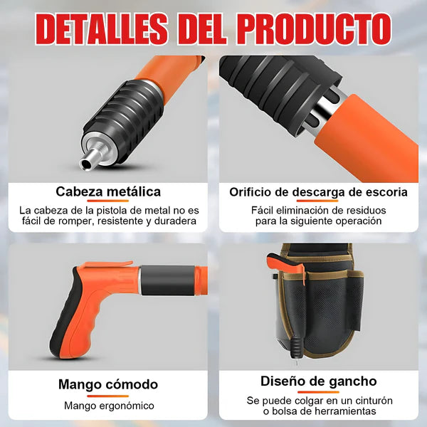 Pistola Remachadora de Alta Presión (Lentes, Remaches y Guantes de Regalo)🎁