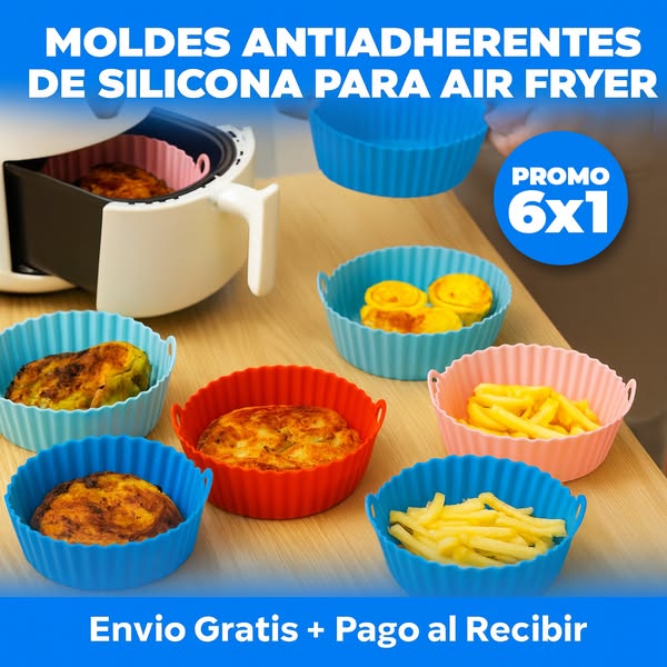 PROMO 6x1 Moldes Antiadherentes de Silicona para Freidora de Aire