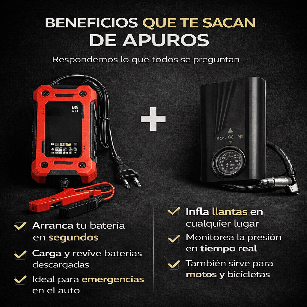 Arrancador + inflador de llantas
