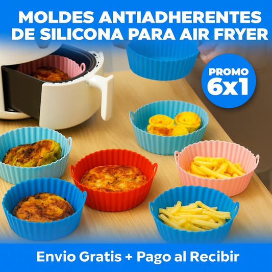 PROMO 6x1 Moldes Antiadherentes de Silicona para Freidora de Aire