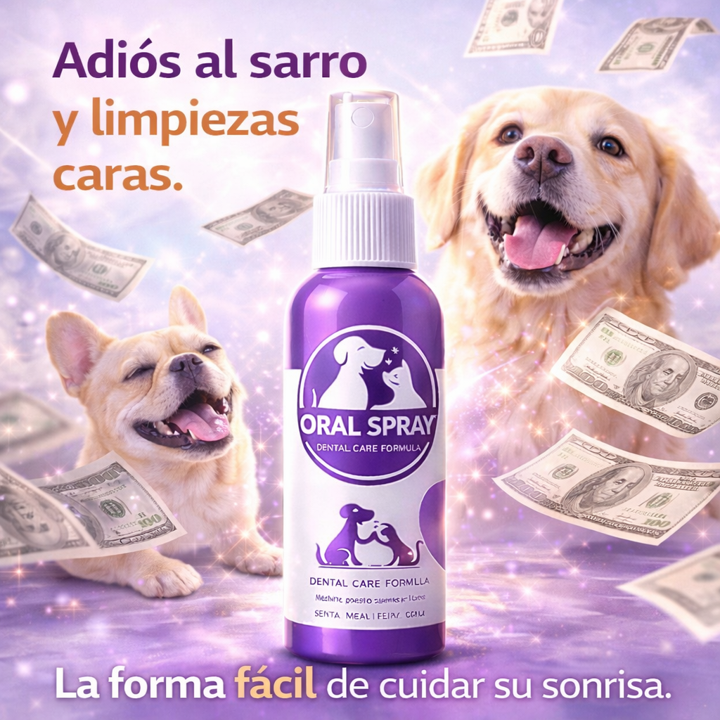 Oral Spray™ – Spray Dental para Perros y Gatos (Elimina Mal Aliento y Sarro)