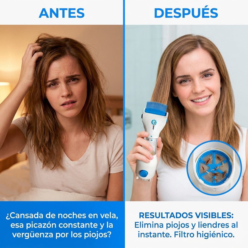 Cepillo Eliminador de Piojos — ANTES Y DESPUES