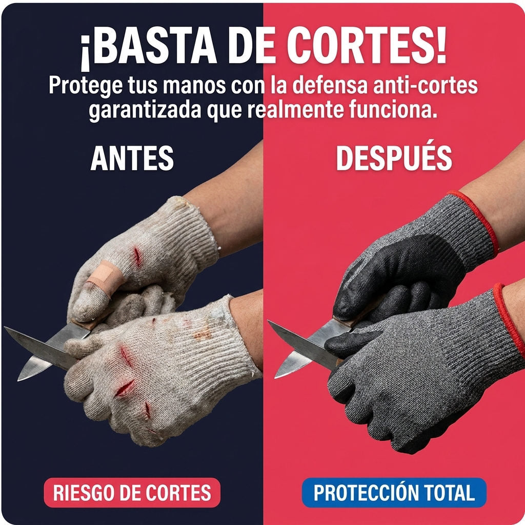 Guantes industriales multiuso — ANTES Y DESPUES