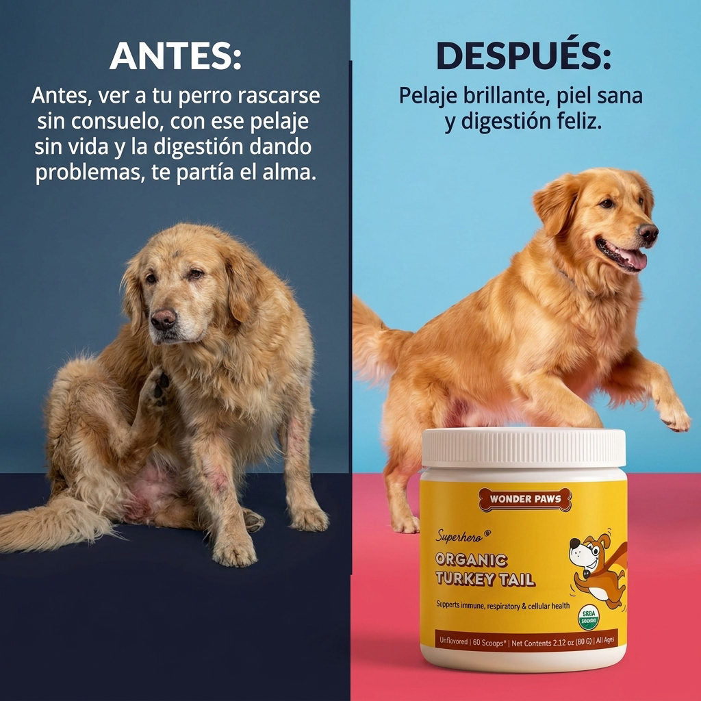 Hongo cola de pavo wonder paws - Perros — ANTES Y DESPUES