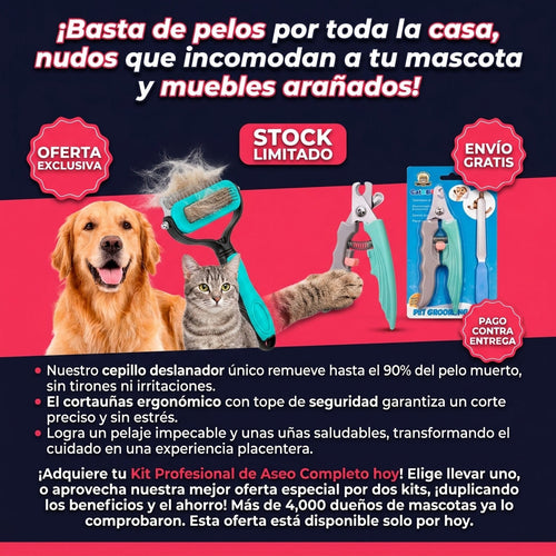 Combo Mascotas Cepillo + Corta Uñas